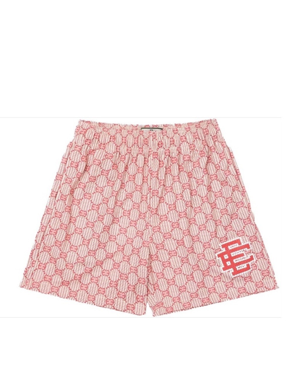 Eric Emanuel Shorts "Gucci Monogram" Sz XL Beige Red Logo Mesh Pockets EE